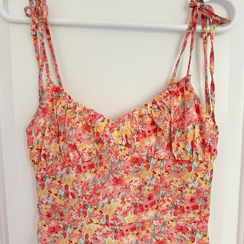 SHEIN Floral Print Dress - Red and Yellow